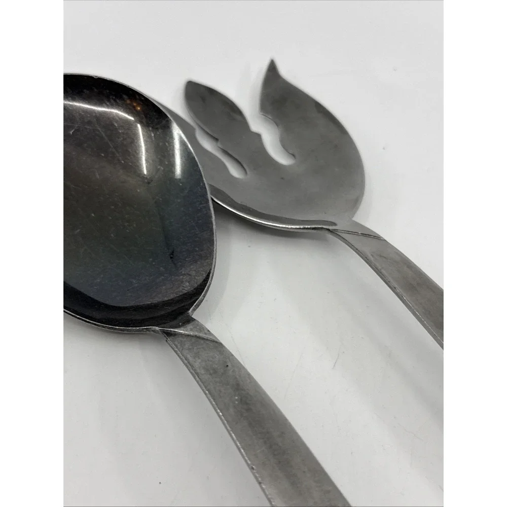 NASCO Japan Large Salad Fork & Spoon Set Serving Stainless  11.5